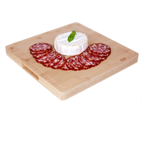 Grote snijplank - vierkant - 37 x 3,5 cm - bamboe hout - serveerplank -