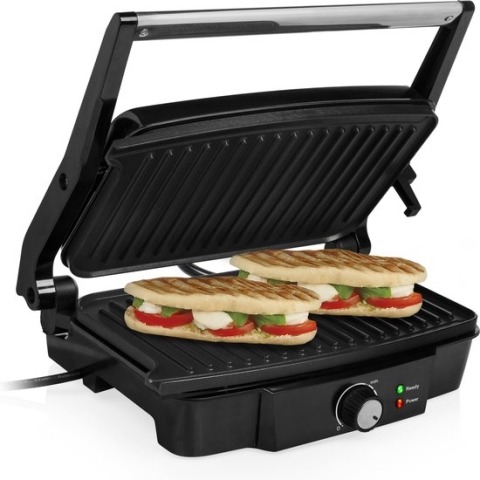 Tristar Contactgrill XL GR-2852 - Panini Grill XL - Tosti-ijzer 180⁰ te openen - Tafel Grill - Zwevend deksel - Anti-aanbaklaag - 1500W - RVS/Zwart