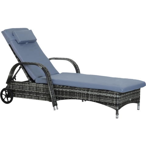 4goodz Ligbed poly-rotan verrijdbaar zonnebed ligstoel rotan