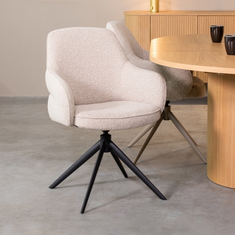 Label51 Eetkamerstoel bern naturel boucle set van 2