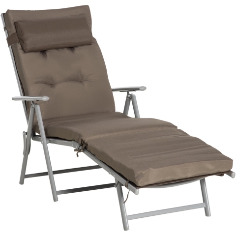 4goodz Comfortabel ligbed 5-standen ligstoel met bruin kussen