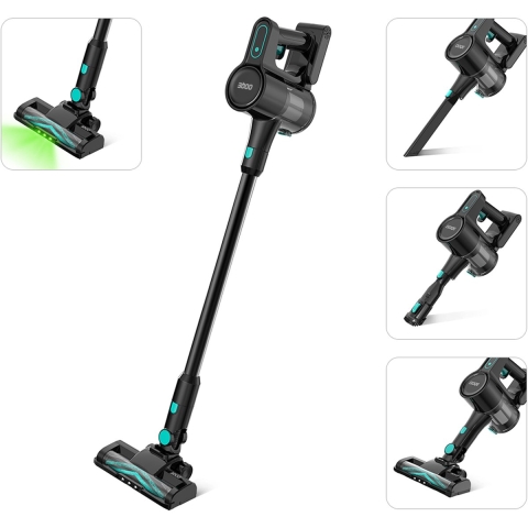 OOQE V-POWER TURBO All-in-One Professionele Draadloze Steelstofzuiger | Sterke Turbo Motor | AeroPulse: Hoge Luchtstroom | Led ClearVision | Gaat Beschadiging Vloer Tegen | Ergonomisch: Gaat Belasting Gewrichten Tegen | Zelf Staand Ontwerp | Zwart