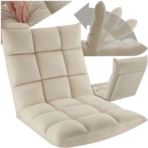 tectake® Relaxstoel XXL – Opvouwbare Vloerstoel – Verstelbare Rugleuning – Relax- & Meditatiestoel – Beige