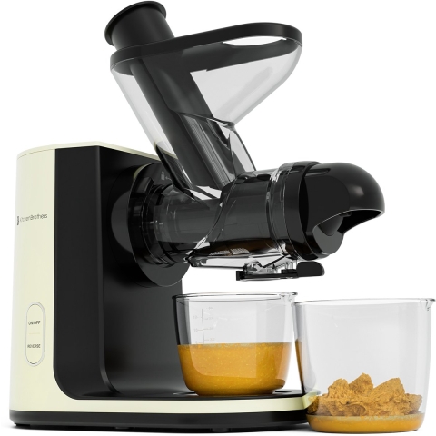 KitchenBrothers Slowjuicer - Juicer - Groenten en Fruitpers - 43 mm en 60 mm invoer - 400 ml - Champagne