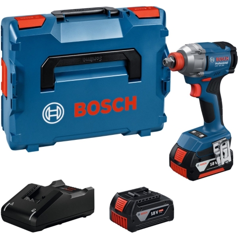 Bosch Blauw GDX 18V-285 Accu slagschroevendraaier/slagmoeraanzetter | Inclusief 2x GBA 18V 4,0 Ah & Lader GAL 18V-40 - 06019N2102