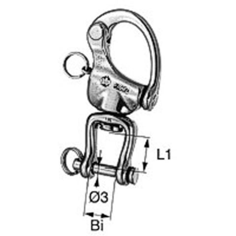 Wichard 2493 Snapsluiting met wartelend splitsoog 95 mm HR RVS