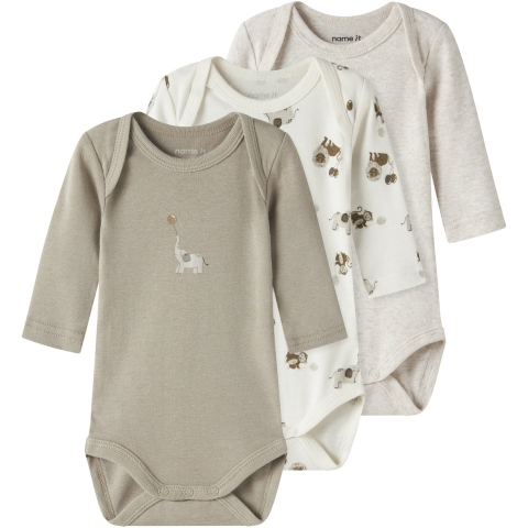 Name It Romper l/s - Noos - 3-pack - Jet Stroom/aluminium - Name It - 68 - Romper L/S