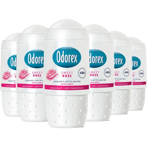 6x Odorex Deodorant Roller Sweet Rose 50 ml