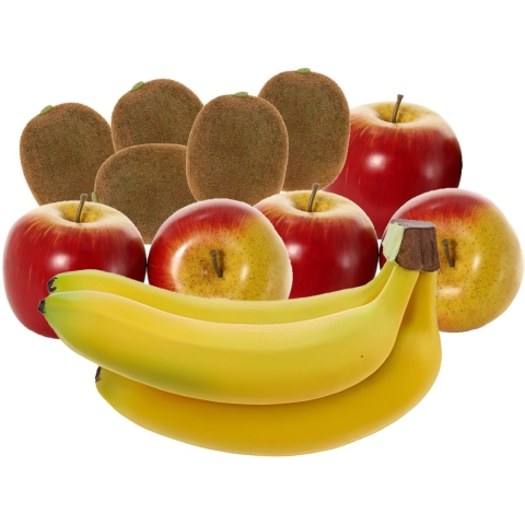 Bellatio Design Kunstfruit - fruitschaal decoratie set - bananen - appels - kiwi's - fruit -