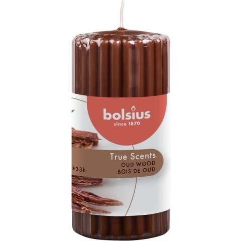 Bolsius Stompkaars geur True Scents Oud Wood 120/58