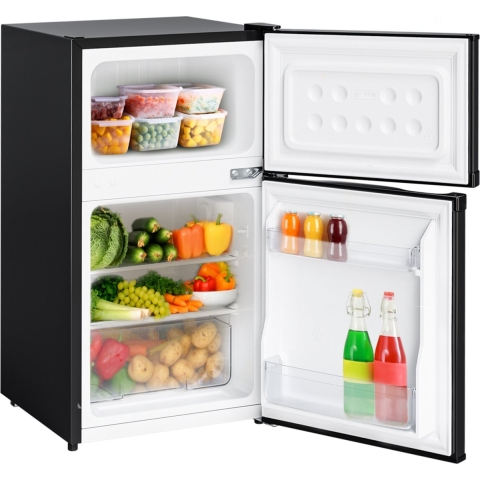 KitchenBrothers Koelkast - 61L Koelvak - 24L Vriesvak - IJskast - Koelvriescombinatie - Frigo - Vrijstaand - Zwart