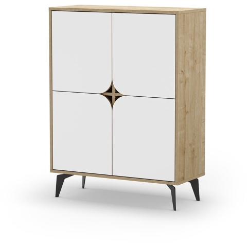 CaliCosy Hoog dressoir 4 deuren met metalen poten l90 cm flora