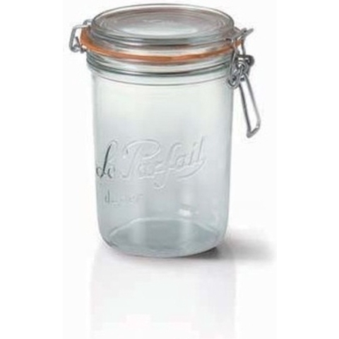 Voorraad/weckpot - 6x stuks - transparant - glas - 17,5 x 10 cm - 1 L - Le Parfait -