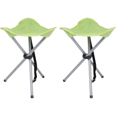 Urban Living bijzet krukje/stoeltje - 4x - Opvouwbaar - Camping/outdoor - D32 x H43 cm - Groen -