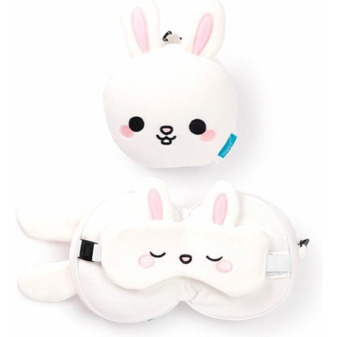 Frances het Konijn knuffel/reiskussen/slaapmasker - 2-in-1 set - voor kinderen -