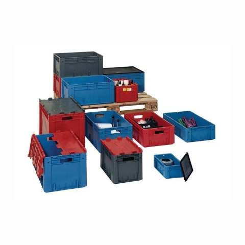 LA-KA-PE Transportstapelbak | L600xB400xH320mm | blauw PP zware belasting greepopening | zijwanden gesloten | 1 stuk - VTK 600/320-0 BLAU VTK