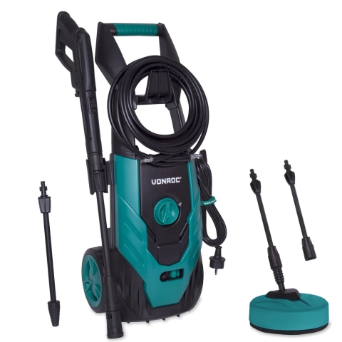 VONROC Hogedrukreiniger – Incl. Accessoires & Reinigingstank – 140 bar, 420 l/h – 1800 W – Zwart