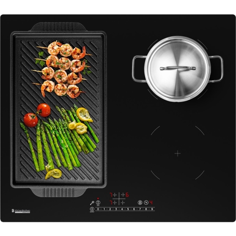 KitchenBrothers Inductie Kookplaat - Inbouw Inductieplaat - 60 cm - 4 Zones - 1x Flexzone - 1 en 2 Fase - Tot 2400W - Zwart