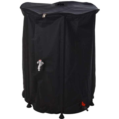 Koopman Opvouwbare Regenton 500L – Incl. Kraan - PVC – Zwart - Ø80 x H100 cm