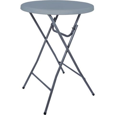 BRASQ Statafel Grijs ø80 x 110 cm - Bartafel - Vouwtafel - Inklapbaar van kunststof en metaal voor binnen en buiten
