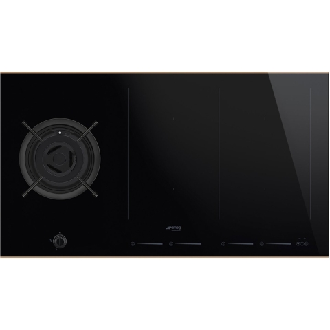 Smeg PM6912WLDR - Kookplaat - 1 gasbrander 4 inductie kookzones - Zwart