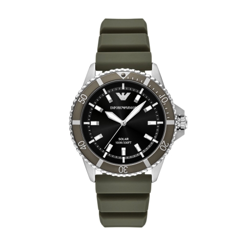 Emporio Armani WORLD EXPLORER - Heren Horloge 42 mm - Zonne-energie - Zilverkleurig