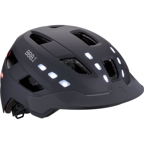 BBB Cycling District LED - Fietshelm met Verlichting - E-bike Helm voor Heren&Dames - Mat Zwart - M/L: 54 - 60cm
