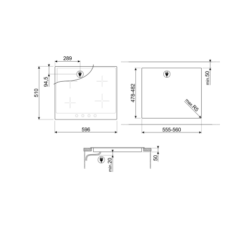 Smeg Cortina SI764POM - Ingebouwd Inductiekookplaat - 4 zones - Crème 60 cm
