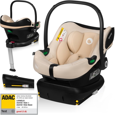 Lionelo Astrid i-Size - Autostoeltje 40-87 cm - ISOFIX Compatibel - ADAC Getest - Beige