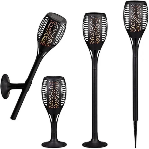 Solar tuinlamp/tuinfakkel met vlameffect op zonne-energie 58 cm -