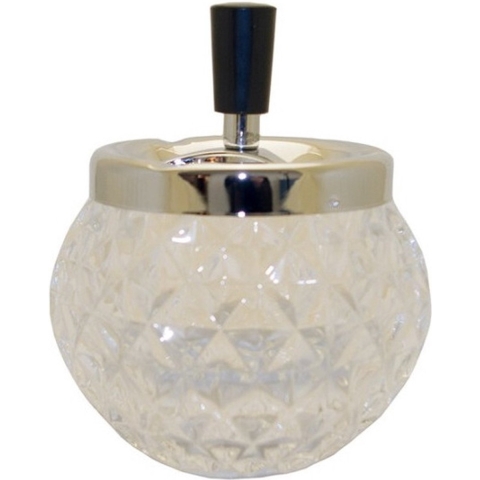 Glazen bol draaiasbak/drukasbak transparant 12 x 14 cm -