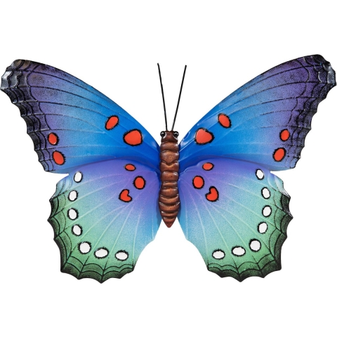 Tuindecoratie vlinder van metaal blauw 48 cm -