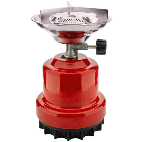 Camping kookstel - rood - 18 x 12 x 12 cm - kunststof - kampeer - kookplaat -