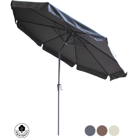 4gardenz ® parasol rond 300 cm met volant kantelbaar antraciet