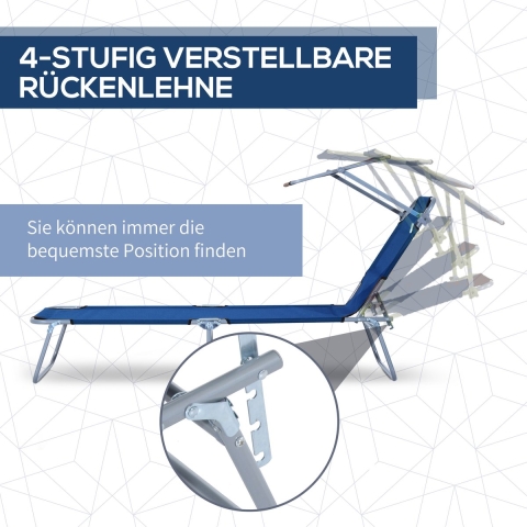 4goodz Ligbed opvouwbaar met zonnescherm inklapbaar 4 standen -