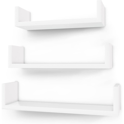 CaliCosy Set van 3 moderne wandplanken glanzend wit