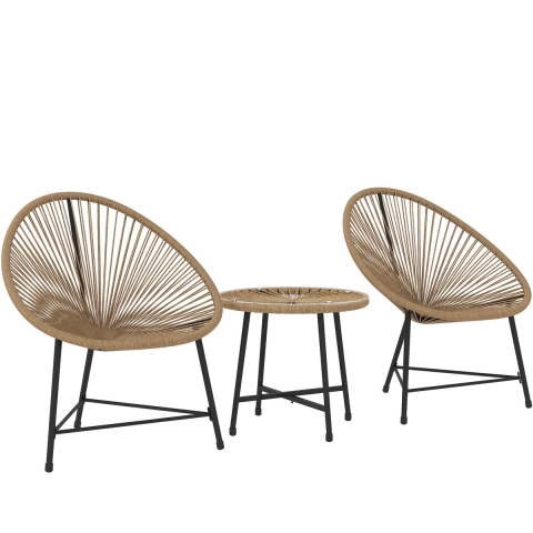 4goodz Outsunny 3-delige tuinmeubelset, rattan stoelen- licht