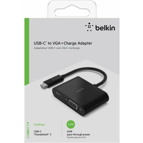 Belkin AVC001BTBK - USB-C/VGA-oplaadadapter - Power Delivery tot 60 W - Zwart