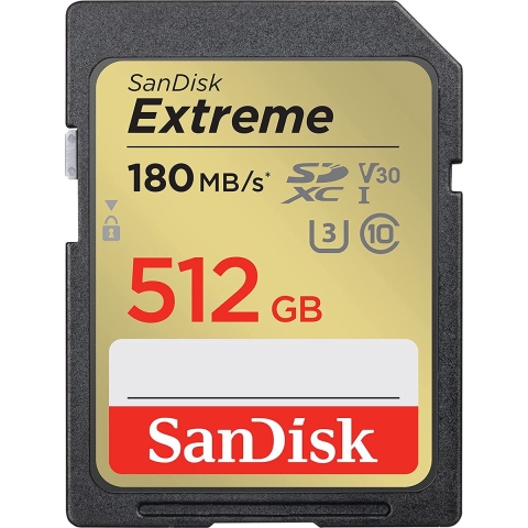 SanDisk Extreme - SDXC Geheugenkaart 512GB - Leessnelheid 180MB/s - Schrijfsnelheid 130MB/s
