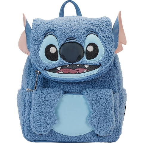 Disney Stitch - Pluche Mini Rugzak - Sherpa-stof - Blauw
