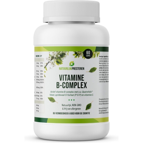 Vitamine B-complex - Quatrefolic® folaat (5-MTHF) - actief B6 en B12 - halfvitaminen - vegan - 60 caps