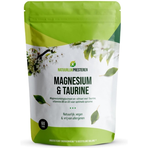 Magnesium&Taurine - Magnesium bisglycinaat met vitamine D3, taurine en actief vitamine B6 (P-5-P)– 60 tabs