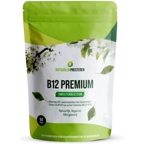 Vitamine B12 Smeltabletten - 1000 mcg - actieve vormen - 5-MTHF en B6 - 60 tabs - aardbeiensmaak