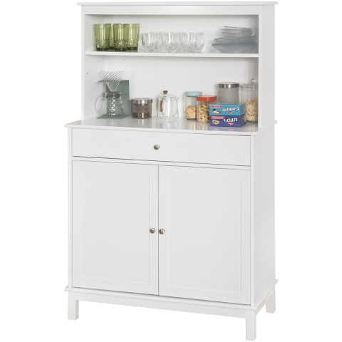SoBuy Keukenkast - Dressoir - Opbergkast - 1 Lade & 2 Deuren - Max. 75 kg - MDF - 90 x 40 x 148 cm - Wit