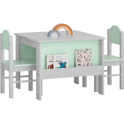 SoBuy Kindertafel met 2 stoelen - Max. 75 kg - 60 x 60 x 48 cm - Lichtgroen