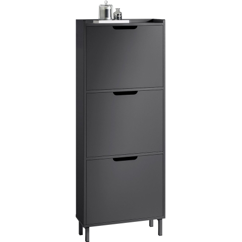 SoBuy Schoenenkast met 3 Kleppen - 50 x 19 x 129 cm - Antraciet