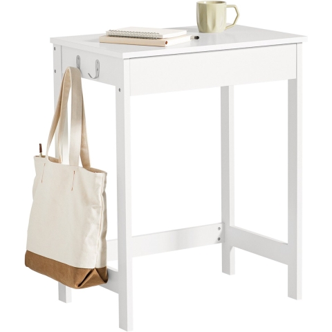 Laodikya Home bureau met een lade en 2 haken, computerbureau, Wit