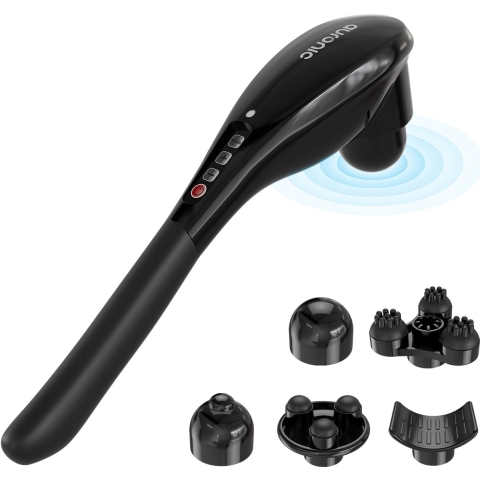 Auronic Massage Apparaat - Nek en Rug - Draadloos - 5 Opzetstukken - Zwart/Grijs