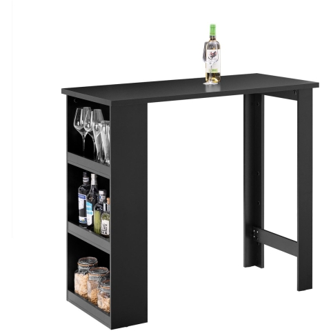 SoBuy FWT17-II-SCH Hoge Keukentafel – Staande Bartafel met Opbergrekken voor Kleine Ruimtes – Zwart – 112 x 57 x 106 cm