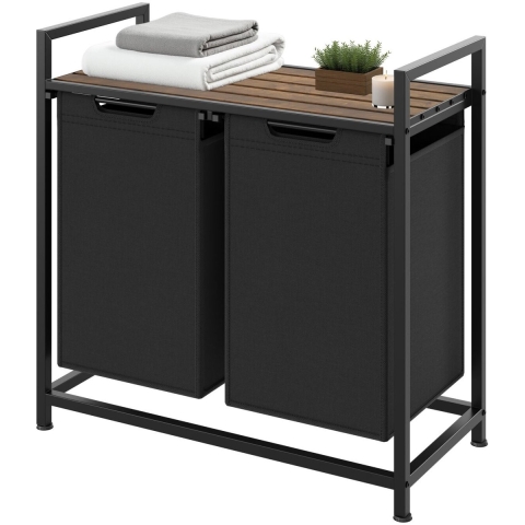 Tectake Wassorteerder met Legplank – Industriële Stijl – Zwart Bruin